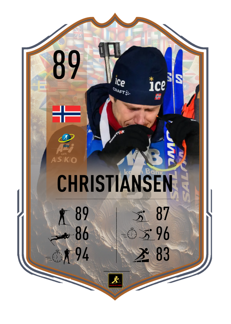 Vetle Christiansen - Nove Mesto 2024 World Championships Star - Men Relay Runner-up, 3rd of the Sprint and Pursuit - Biathlon Cards